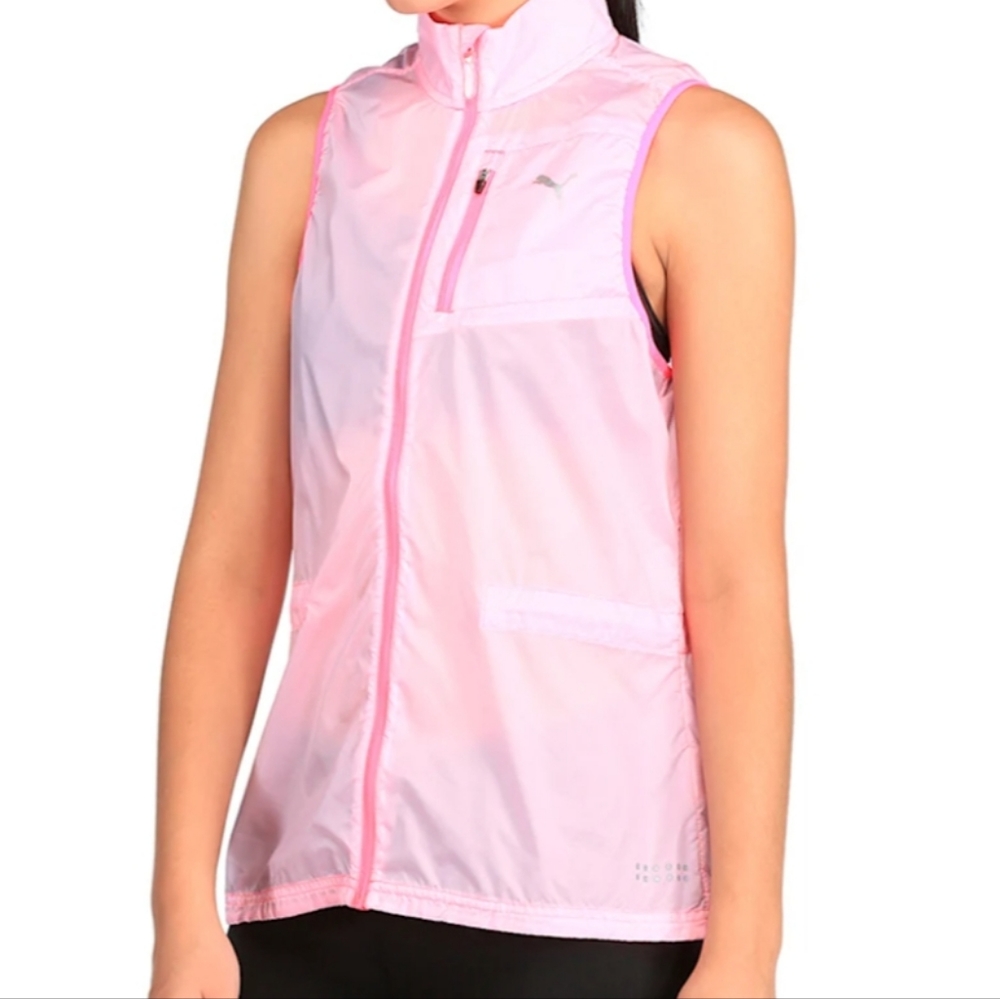 Puma pink sleeveless running vest size small